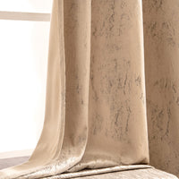 4 x Brand New MIULEE Indoor Bedroom Velvet Curtains Gold Printed Window Curtains for Living Room Double Bed Decorations with Eyelets 2 Panels 140X175cm Beige - RRP €156.16