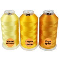 1 x RAW Customer Returns New brothread Pack of 3 Different Yellow Colors Polyester Embroidery Machine Thread Huge Spool 5000M for All Embroidery Machines - RRP €17.99