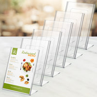 1 x RAW Customer Returns Kurtzy 6 Pack Transparent A6 Plastic Table Display - Angled Acrylic Stand in Portrait Format - Menu Card Holder, Information Stand, Advertising, Brochure, Flyer, Picture Price Label Display - RRP €24.99