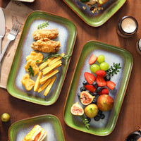 1 x RAW Customer Returns vancasso serving plates, STAR plate set for 4 people, stoneware tableware serving plate is dishwasher and microwave safe, dinner plate, cake plate, dessert plate, breakfast plate, blue-green - RRP €35.99