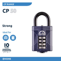 1 x RAW Customer Returns Squire Heavy Duty Combination Lock CP50 - Heavy Duty Shackle - 4 Digit Combination Lock - Alloy Steel for Corrosion Resistance - Weatherproof Lock for Home, Shed Blue, 50mm  - RRP €30.5