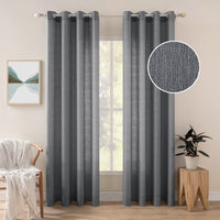 1 x RAW Customer Returns MIULEE Set of 2 Voile Curtains Sheer Linen Curtain with Eyelets Transparent Irregular Texture Curtain Eyelet Curtain Window Curtain Translucent for Bedroom 260 x 140cm H x W Dark Grey - RRP €43.89