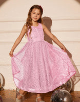 1 x RAW Customer Returns GRACE KARIN Girls Dress Festive Sequin Party Children s Dresses 122 128 Flower Girl Dress Princess Wedding Birthday Elegant Long Christmas Pink - RRP €39.99