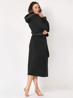 1 x RAW Customer Returns Ladeheid ladies terry bathrobe made of 100 cotton LA40-191 black-30 dark grey-12, S  - RRP €34.8