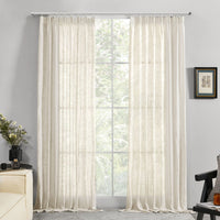 1 x RAW Customer Returns Deconovo Voile Transparent Curtain with Ruffle Tape Semi-Transparent Decorative Curtain Semi-Transparent Linen Look Airy Curtains for Children s Room, 245 x 140 cm Height x Width , Beige, Set of 2 - RRP €32.49