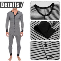 1 x Brand New FEOYA Men s Pajamas Long Sleeve Romper Sleepsuit Jumpsuit Onesie Overall Sleepwear One-Piece Pajamas Tracksuit Full Body Suit Leisure Suit Thermal Underwear 3XL Gray - RRP €47.99