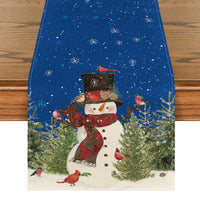 46 x Brand New Artoid Fashion Blue Snowman Birds Trees Christmas Table Runner, Seasonal Winter Kitchen Table Decoration Indoor Holiday Party Decor 40x240 cm - RRP €643.54