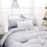 1 x RAW Customer Returns Sleeptime bed linen 4-piece 135cm x 200cm 4-piece gray white - stripes - soft non-iron duvet covers with zip - bed linen set with 2 pillowcases 80cm x 80cm - RRP €40.2