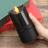 2 x RAW Customer Returns FREEPOWER 2x Outdoor Waterproof LED Candles with Timer Function, Battery Operated Flameless Pillar Candles Flickering Flame Warm White Halloween Decoration, Hemp Rope Texture 8.2 x 15cm, Black - RRP €34.28