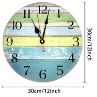 1 x RAW Customer Returns Outpicker Wooden Wall Clock, 12 inch 30 cm, Rustic Style, Non Ticking, Silent Wall Clock for Kitchen, Living Room, Kids Room, Office, Cafe Type 2  - RRP €22.8