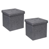 1 x RAW Customer Returns Bonlife Storage Chest Footstool Chests Foldable Stool With Storage Space Linen Pack of 2, Grey, 32 x 32 x 32 cm - RRP €36.98