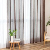 1 x RAW Customer Returns MIULEE Set of 2 Sheer Voile Curtains with Eyelets Transparent Voile Curtain Polyester Eyelet Curtain Transparent Living Room Airy Decorative Curtain for Bedroom 140 x 225 cm W x H , Grommet Top Chocolate - RRP €28.22