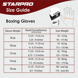 1 x Brand New Starpro PU Leather Boxing Gloves for Training and Sparring in Muay Thai Kickboxing Fitness - Men and Women - Multiple Colors - 8oz 10oz 12oz 14oz 16oz - RRP €34.99