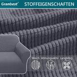 1 x RAW Customer Returns Granbest High Elastic Sofa Cover, Modern Stretch Jacquard Sofa Cover for Living Room, Protection for Dogs and Pets, 3 Seater, Gray - RRP €27.19