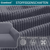 1 x RAW Customer Returns Granbest High Elastic Sofa Cover, Modern Stretch Jacquard Sofa Cover for Living Room, Protection for Dogs and Pets, 3 Seater, Gray - RRP €31.99