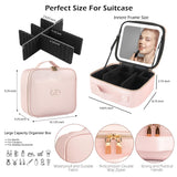 1 x RAW Customer Returns MOMIRA Travel Makeup Bag Cosmetic Bag with Lighted Mirror, Adjustable Brightness in 3 Color Scenarios, Waterproof Makeup Training Box, Gift for Women - Phosphor Pink - RRP €40.33