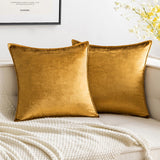 1 x RAW Customer Returns MIULEE Set of 2 Velvet Cushion Covers Flange Cushion Cover Decorative Sofa Cushions Throw Pillows Wrapped Edge Cushion Covers Decorative Pillowcase for Sofa Living Room Bedroom 50 x 50 cm Champagne Golden - RRP €18.49