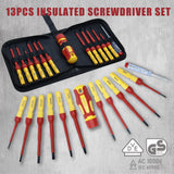 1 x RAW Customer Returns CCLIFE 13 pcs VDE insulated screwdriver with interchangeable blade set Magnetic screwdriver including voltage tester Slotted PH PZ Torx set - RRP €19.99