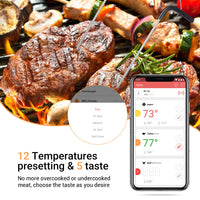 1 x RAW Customer Returns Inkbird Roasting Thermometer IBT-2X, LCD, LED, Bluetooth 4.0 Grill Thermometer Cooking Thermometer with Temperature Alarm, Oven Thermometer Meat Thermometer with 2 Stainless Steel Probes for Grilling, Baking, Roasting - RRP €29.99