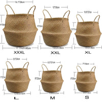 1 x RAW Customer Returns DOKOT Natural Basket Seagrass Storage Basket Flowerpot Woven Laundry Basket With Handle, Foldable Belly Basket Toy Storage - RRP €25.69