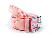 1 x RAW Customer Returns Braided elastic and stretchy belt with buckle for women and men Colors Black Blue White Pink Garnet, Yellow 115cm - RRP €27.6