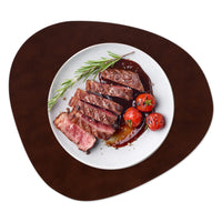 1 x RAW Customer Returns Lederfabrik Garnier placemats and coasters set of 4, washable, genuine recycled leather, table set placemat, stable and non-slip modern 39x35cm Sustainable Made in Germany brown  - RRP €29.15