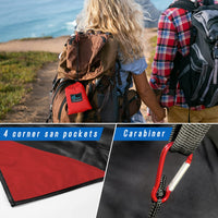 1 x RAW Customer Returns Odoland Foldable Picnic Blanket 160 x 180 cm, Waterproof Beach Blanket, Pocket Blanket, Suitable for Camping, Traveling, Hiking and Beach, Red - RRP €19.76