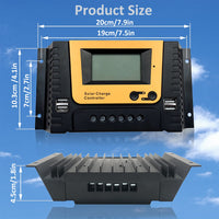 1 x RAW Customer Returns 30A PWM Solar Charge Controller 12V 24V 36V 48V Automatic Identification, with Temperature Sensor, 4 USB Ports, Suitable for MAX 1560W solar panels 12V 24V 36V 48V lithium lead acid battery etc. - RRP €39.34