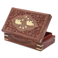 1 x RAW Customer Returns Ajuny Hand Carved Wooden Treasure Chest Decorative Jewelry Storage Keepsake Box Elephant Flower Carving Versatile Use as Jewelry Holder Watch Box Ideal for Gifts 8x5 Inches - RRP €18.89