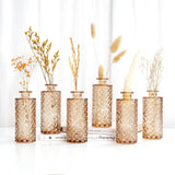 1 x RAW Customer Returns Winter Shore Amber Diamond Vases Decoration 6-Pack - Bud Decoration Vases Set - Vintage Vase Glass for Flowers, Pampas Grass - Embossed Rustic Small Vases for Table Decoration, Wedding, Centerpiece - RRP €20.99