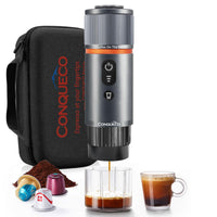 1 x RAW Customer Returns CONQUECO Portable Espresso Machine Electric Coffee Maker 12V Car Small Travel Espresso Machine - Self-Heating, 8 Cups, Battery Operated, Compatible with Nespresso Capsules - for Camping - RRP €149.99