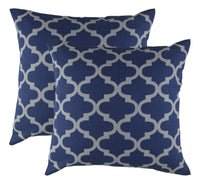 5 x Brand New TreeWool Decorative Cushion Cover 40 x 40 cm, Navy Grey Trellis Design 100 Cotton Pack of 2  - RRP €79.8