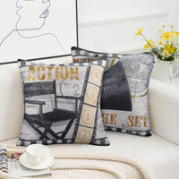 5 x Brand New HomeStilez Set of 4 Cushion Covers 45 x 45 cm Vintage Film Pattern Cushion Cover Square Cinema Film Projector Cotton Linen Throw Pillow Sofa Cushion Decorative Pillow Cover for Sofa Bed and Chair - RRP €94.9