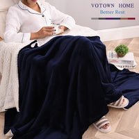 1 x RAW Customer Returns VOTOWN HOME Blanket Cuddly Blanket Blue, Warm Fluffy Sherpa Blanket, Soft Fleece Blanket as a Living Blanket, etra Large Sofa Blanket, 220x240 cm XXL, Navy Blue - RRP €38.3