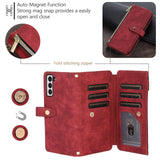 1 x RAW Customer Returns UEEBAI Mobile Phone Chain Case for Samsung Galaxy S21 FE 5G, 9 Card Slots Retro Leather Wallet Flip Case with Shoulder Strap Hand Strap Stand Function Wallet Zipper Mobile Phone Case - Red Wine - RRP €18.14