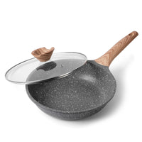 1 x RAW Customer Returns ZUOFENG Non-stick Frying Pan with Lid Coated 28cm, Granite Pans Nonstick Frying Pan, Coated Pan for Gas Stove Induction - RRP €39.06