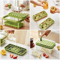 1 x RAW Customer Returns CHMMY Ice Cube Tray Silicone with Lid, Ice Cube Container with Lid Ice Cube Tray, One Second Release 64 Pieces Ice Cubes, Food-Safe Ice Cube Mold for Kitchen, Bars, Caf , Camping - RRP €18.38