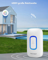 1 x RAW Customer Returns TECKNET Wireless Doorbell Battery Operated, 400M Range RGB Outdoor Wireless Doorbell Waterproof IP66, 5 Volume Levels 0-110dB and 60 Melodies for Home Hotel Office Emergency, etc. - RRP €15.73