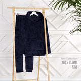 1 x RAW Customer Returns CityComfort Women s Pajamas, Women s Winter Fleece Pajamas Elegant Two Pieces with Hood S-XL Navy Blue, M  - RRP €29.23