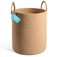 1 x RAW Customer Returns OrganiHaus Storage Basket - Basket for Toys - Laundry Basket Woven from Cotton with Handles - Towel Basket for Bathroom - Woven for Living Room 38x45cm - Honey Color - RRP €31.25