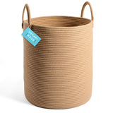 1 x RAW Customer Returns OrganiHaus Storage Basket - Basket for Toys - Laundry Basket Woven from Cotton with Handles - Towel Basket for Bathroom - Woven for Living Room 38x45cm - Honey Color - RRP €31.25