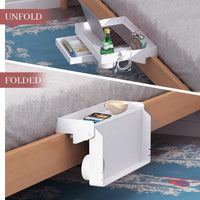 1 x RAW Customer Returns SOLEJAZZ Bedside Bedside Shelf, Folding Bunk Bed Shelf Clip on Top Nightstand with Drawer College Dorm Table, Plus Size with Drawer, White - RRP €30.99