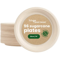 1 x RAW Customer Returns HAAGO Sugarcane Bagasse Disposable Plates for Birthdays, Weddings, Parties - Stable, Environmentally Friendly, Biodegradable Compostable 100, 26 cm  - RRP €25.99