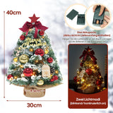 1 x RAW Customer Returns Dewur Mini Small Christmas Tree with Lighting, LED Tabletop, Artificially Decorated Small Christmas Tree for Christmas Decoration 40cm, Red with Gold  - RRP €33.04