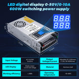 1 x RAW Customer Returns BOSYTRO Adjustable Switching Power Supply AC 110V 220V to DC 0-60V Transformer 10A 600W Voltage Digital Display DC 5A 10A Regulated Switching Power Supply for 3D Printer, CCTV Computer Laboratory - RRP €74.99