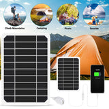 1 x RAW Customer Returns DEWIN Solar Panel, Monocrystalline Solar Panel 5V USB Output Portable Solar Cell Phone Battery Charger for Outdoor Activities Camping Climbing Size 15W  - RRP €14.71