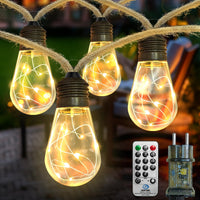 1 x RAW Customer Returns AGOTD LED fairy lights for indoor and outdoor use, 6M vintage fairy lights with hemp rope, 20 LED light bulbs fairy lights 8 modes decoration for gardens, parties, balconies, weddings, rooms, caf s, decorations  - RRP €24.41