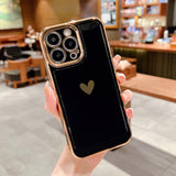 1 x RAW Customer Returns Ownest Compatible with iPhone 14 Pro Case Heart Pattern Camera Protection Case Covers Pattern Electroplating Golden Love Heart Cell Phone Case Women Girls Shockproof Protective Case- Black - RRP €21.6