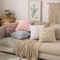 1 x RAW Customer Returns MIULEE Set of 2 Wool Cushion Covers Sofa Cushion Decorative Cushion Wave Polyster Cushion Covers Couch Cushion Soft Cushion Cover Decorative Cushion Cover Hidden Zip Living Room Bedroom 50 x 50 cm Beige - RRP €18.82