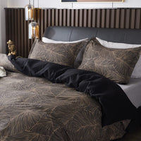 1 x RAW Customer Returns Jemiipee floral bedding set with tropical palm leaves pattern, 1 x duvet cover 135x200 cm with 1 x pillowcase 80x80 cm and zipper, soft 100 microfiber bed linen modern, dark brown - RRP €27.99